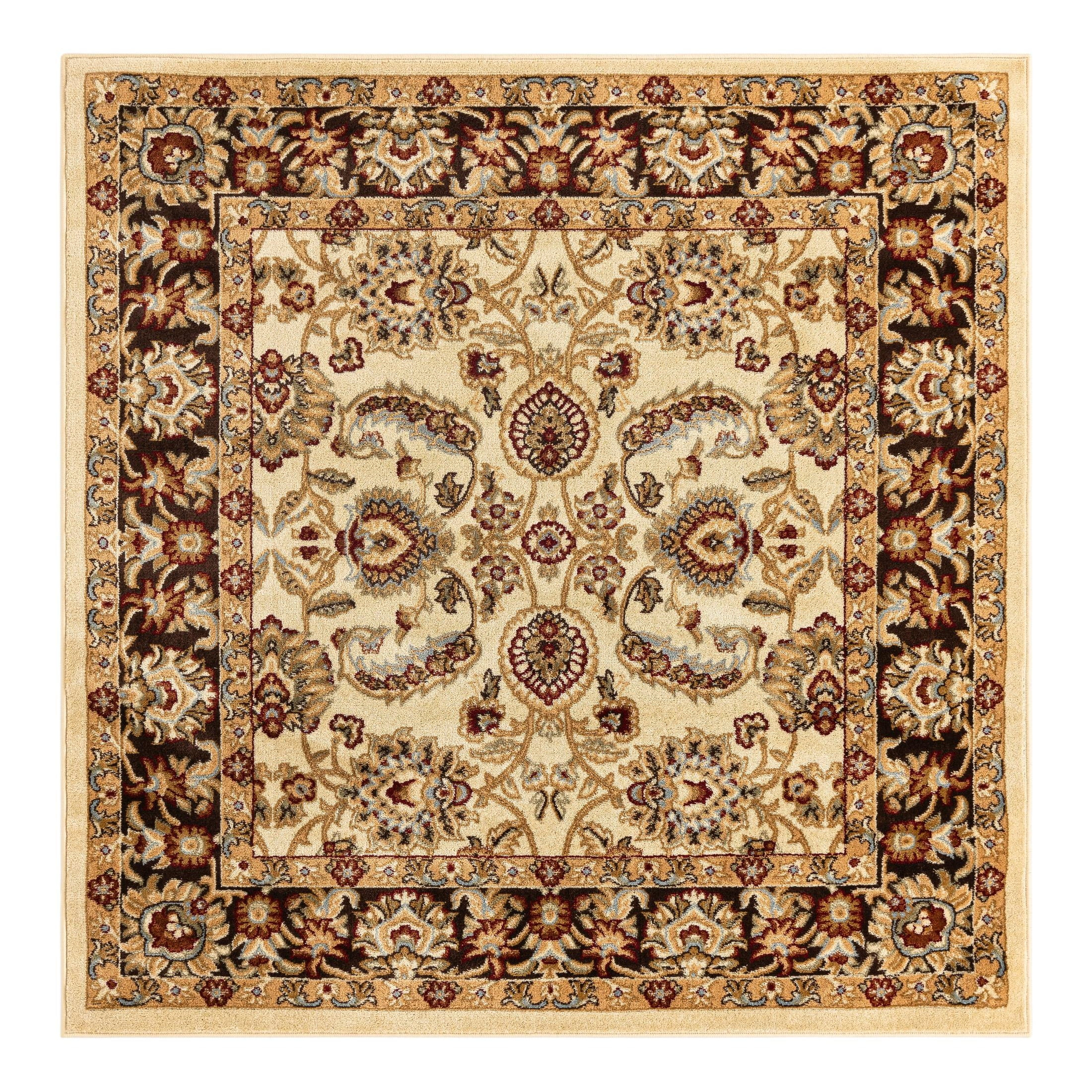 Unique Loom Voyage Collection Area Rug - Asheville (6' 1" Square Cream/Brown)