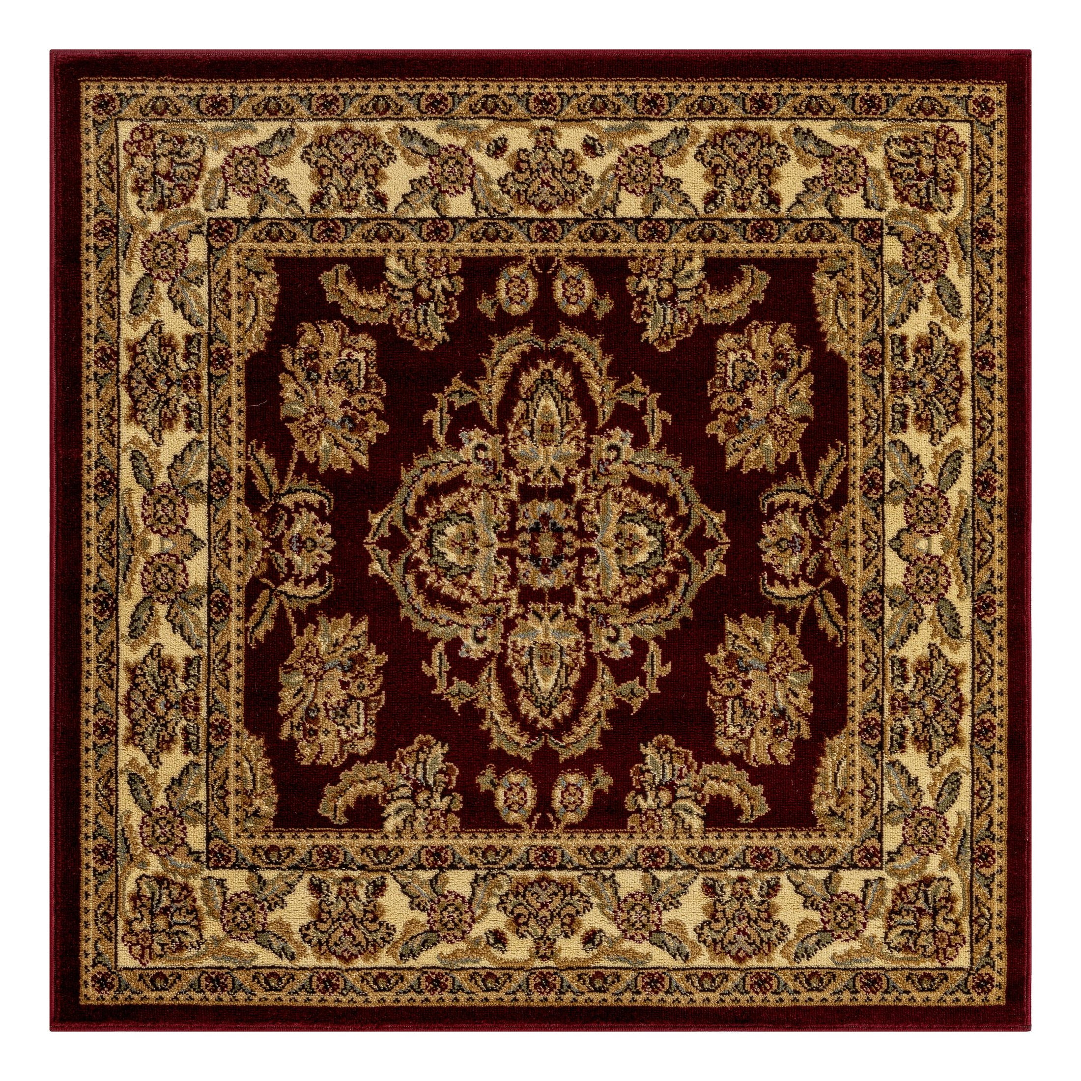 Unique Loom Voyage Collection Area Rug - Reddington (4' 1" Square Red/Cream)