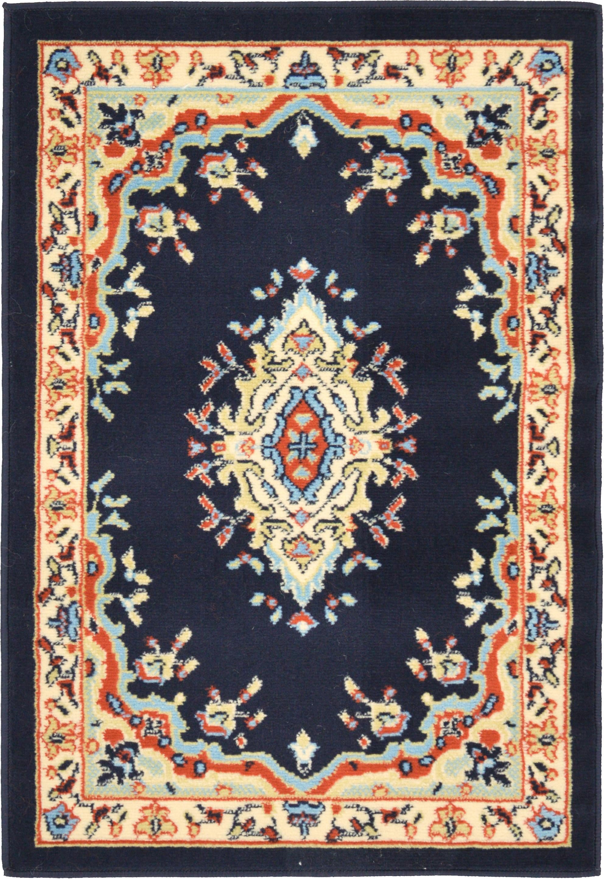 Unique Loom Reza Collection Area Rug - Washington (2' x 3' 1" Rectangle Navy Blue/Cream)