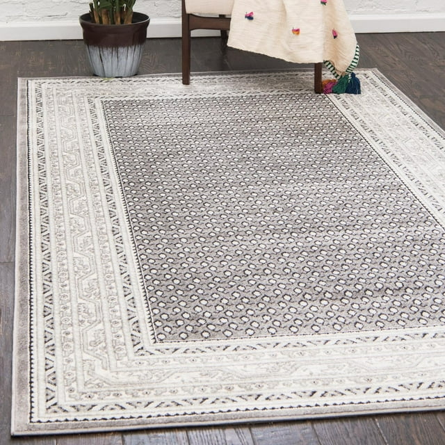 Unique Loom Williamsburg Collection Area Rug - Allover (7' 10" x 10' Rectangle Gray/Black)
