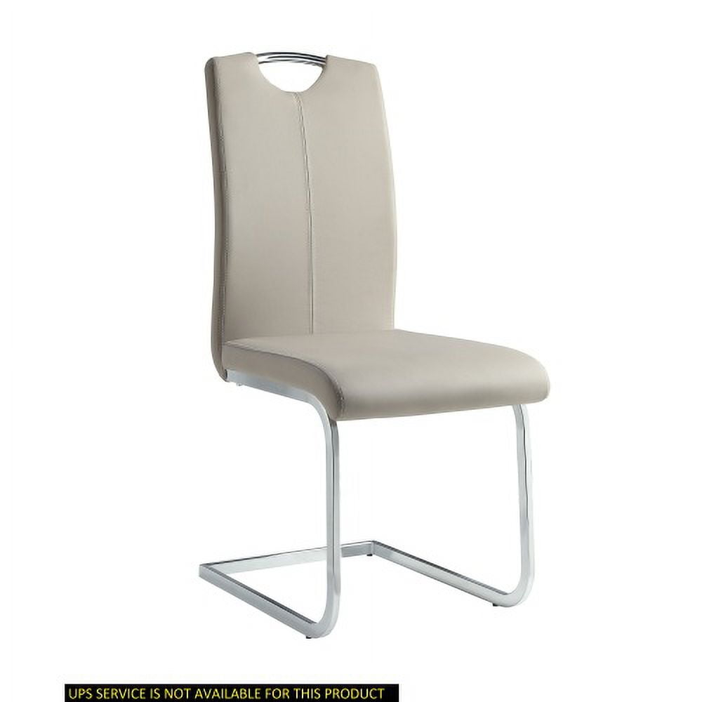 Home Elegance  38.75 x 17 x 23.25 in. Glissand Side Chair - Gloss White & Gray Taupe - Set of 2