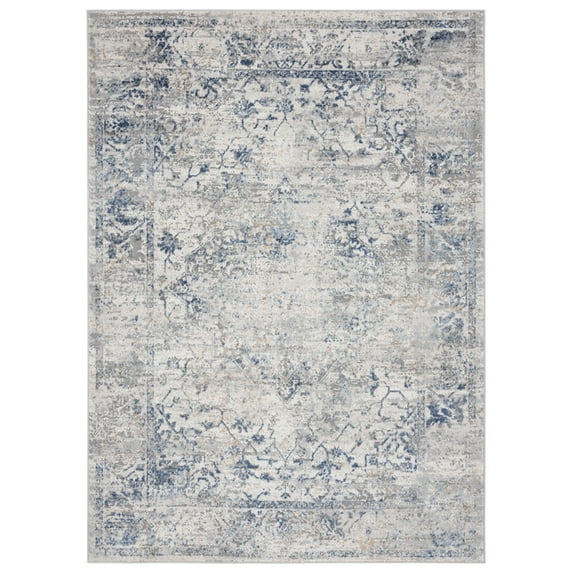 United Weavers Austin Area Rug 4540 20460 Clark Blue Bordered Scrolls 2' 7" x  7' 4" Rectangle