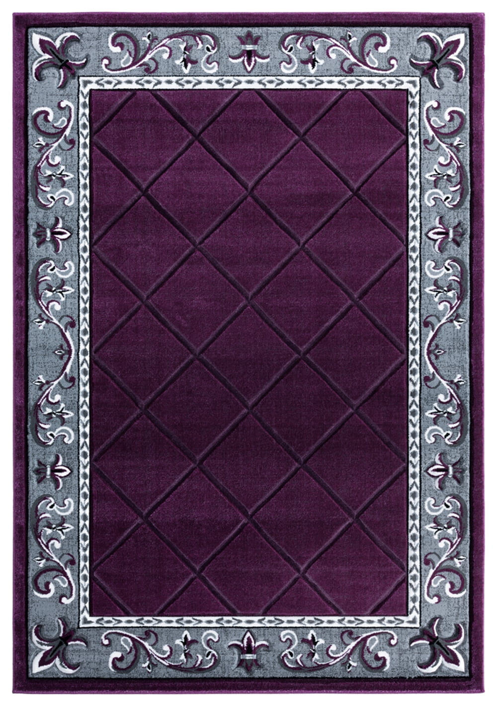 Designer Home Swan Area Rug 2050 10982 Altamont Plum Flur De Lis Scrolls 1' 10" x 2' 8" Rectangle