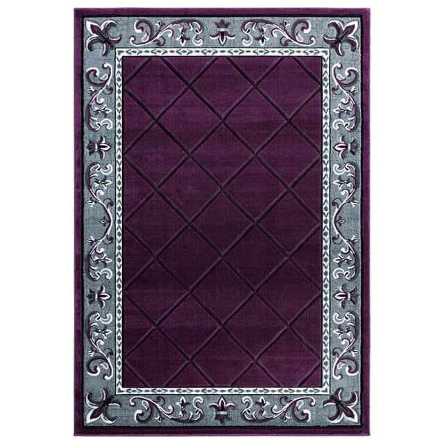 Designer Home Swan Area Rug 2050 10982 Altamont Plum Flur De Lis Scrolls 1' 10" x 2' 8" Rectangle