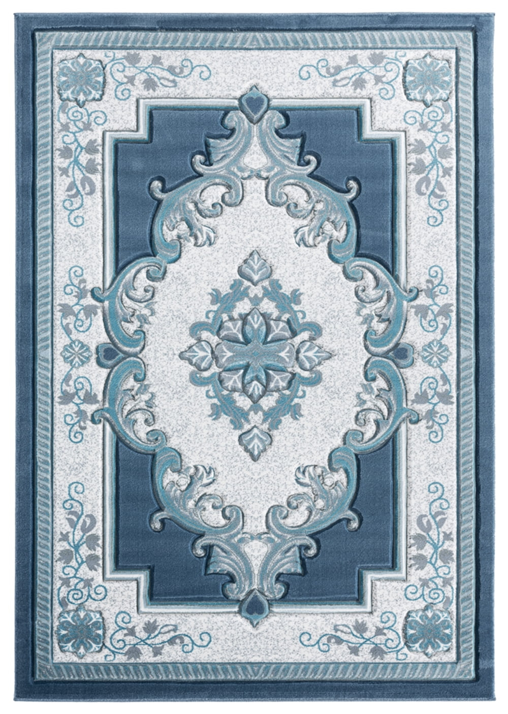 Designer Home Swan Area Rug 2050 10563 Fallon Aqua Medallion Curls 7' 10" x 10' 6" Rectangle