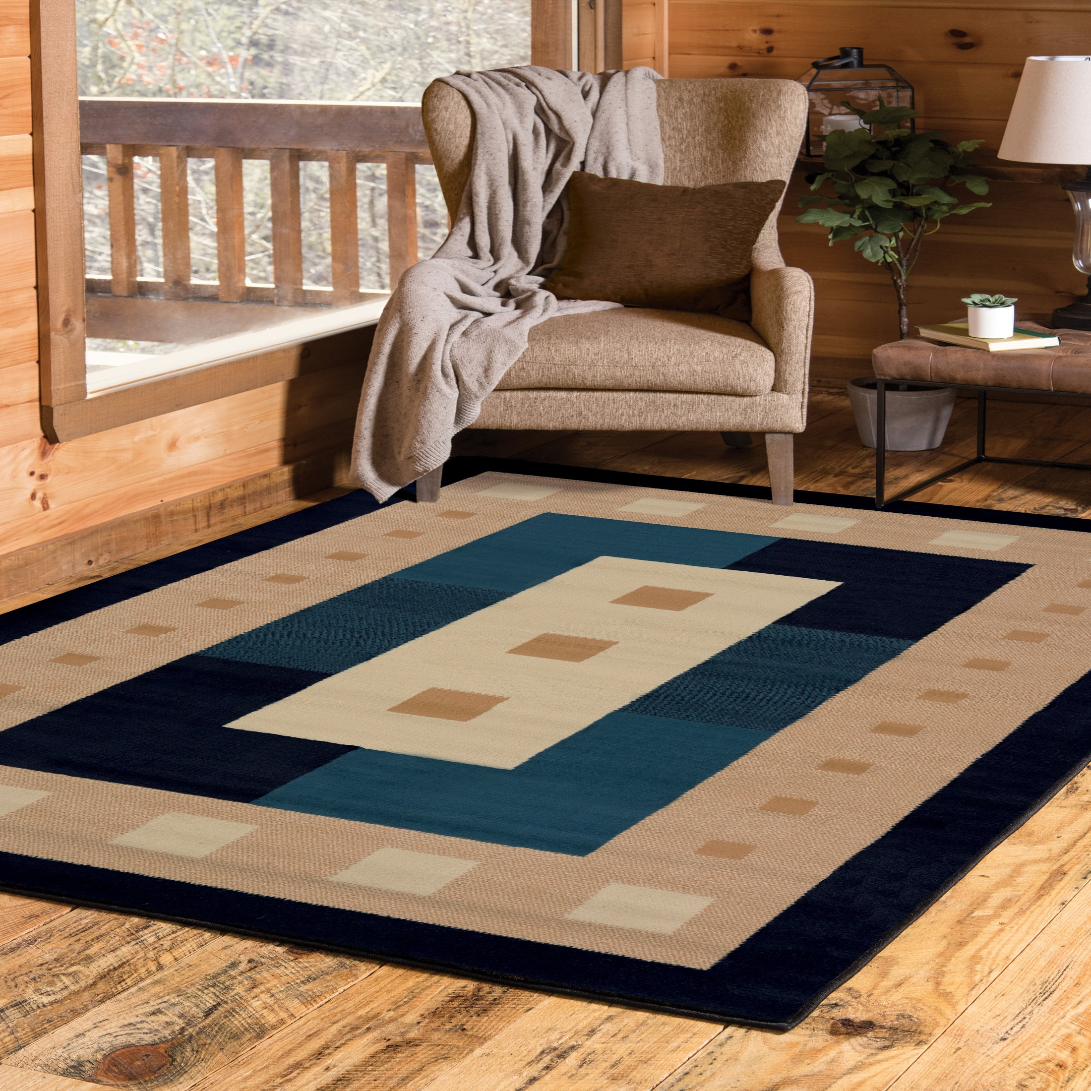 United Weavers Brunswick Ellis Contemporary Border Area Rug, Navy, 5'3" x 7'6"