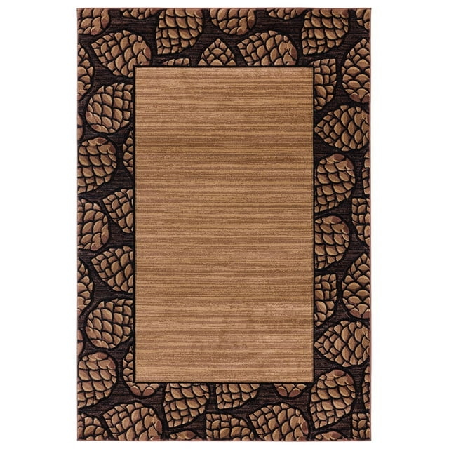 Designer Home Woodlands Area Rug 2055 41026 Pine Border Beige Lined Acorns 1' 10" x 2' 8" Rectangle