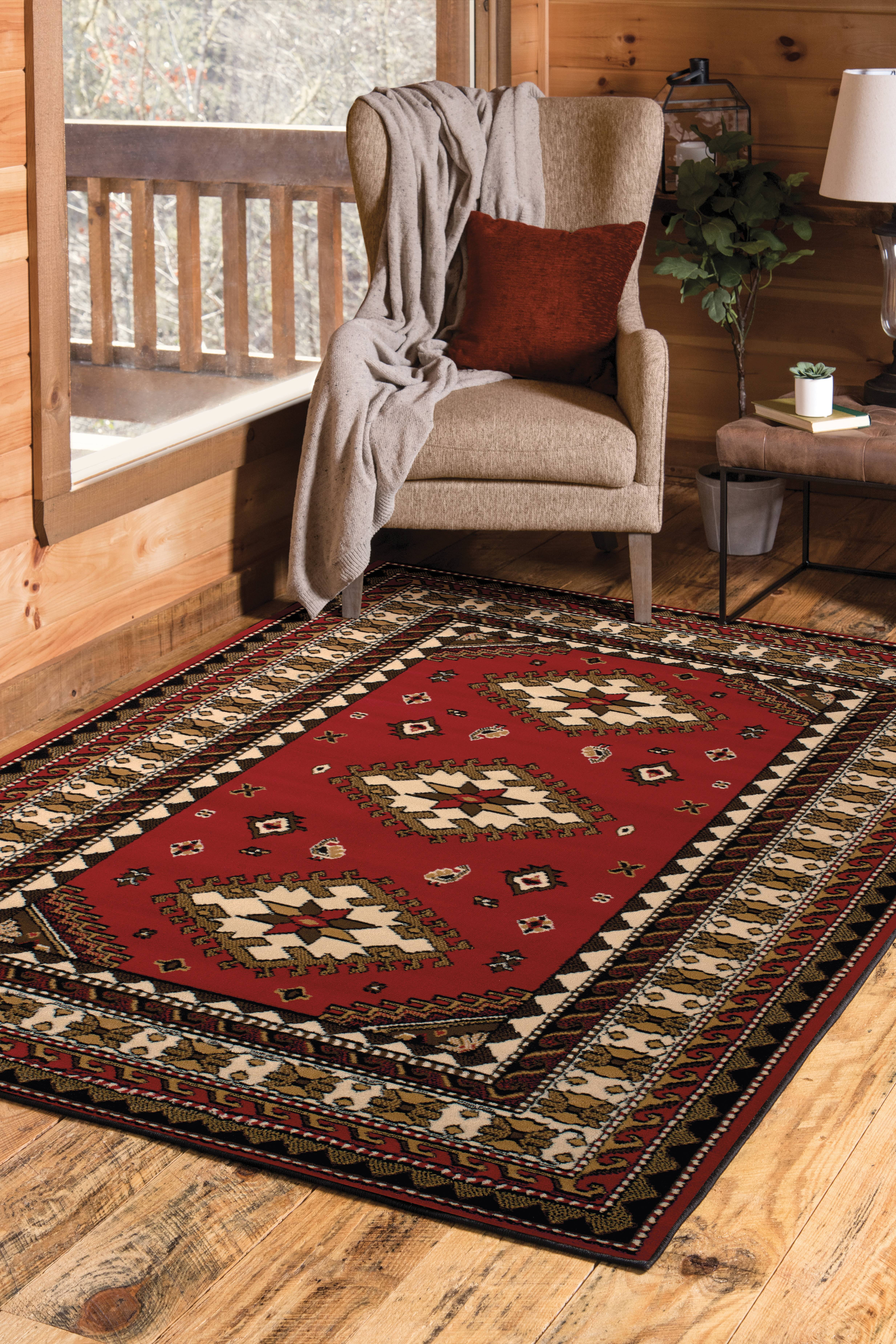 United Weavers Plaza Fleur Area Rug, Bordered Pattern, Red, 5'3" x 7'2"