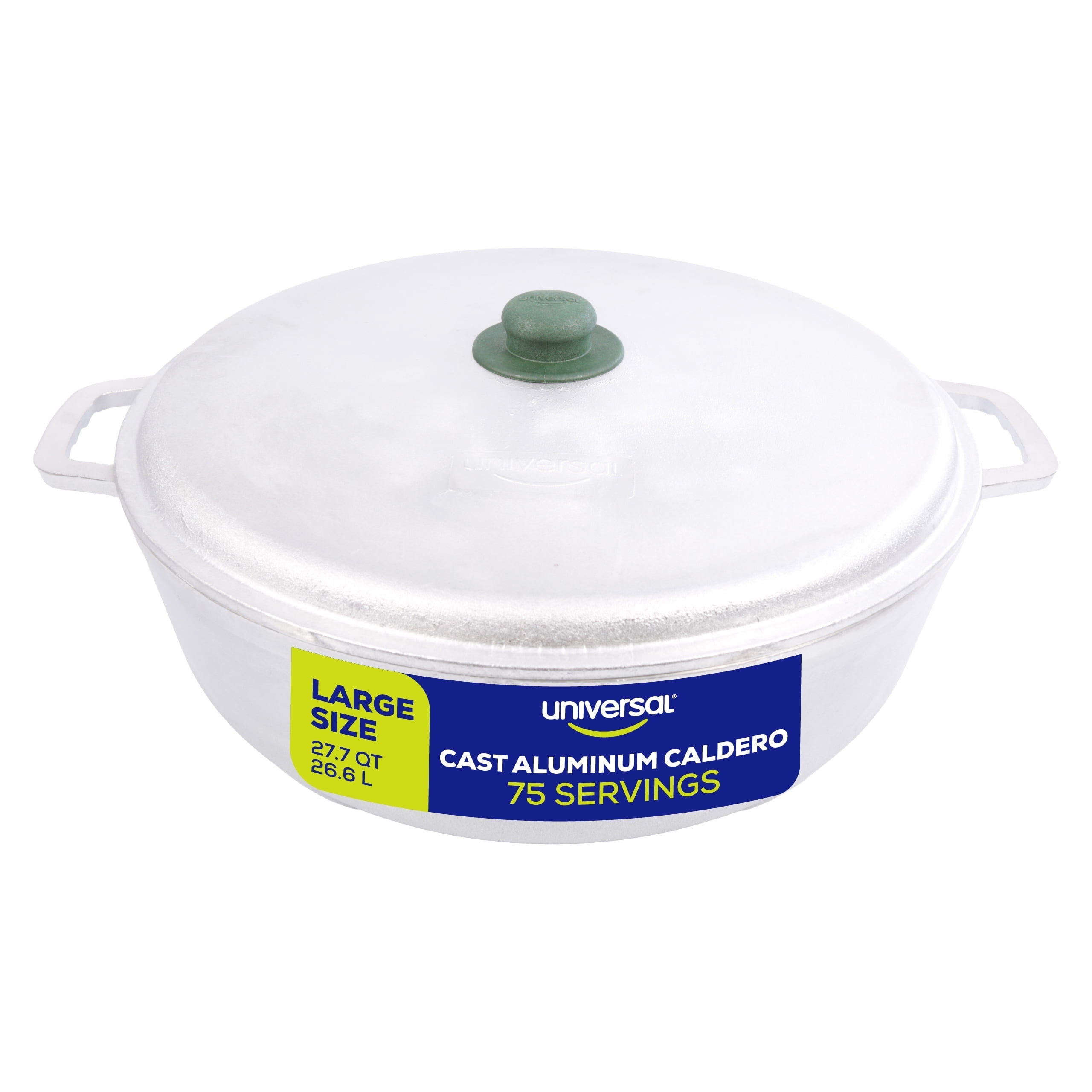 Universal (Professional Extra Large) Caldero 75 Cups - 27.7 QT / 26.6 L, Stainless Aluminum Pot, Even Heat Distribution and Fast Cooking Dutch Oven Pot with Ergonomic Handles, Ideal for Rice, and Mor
