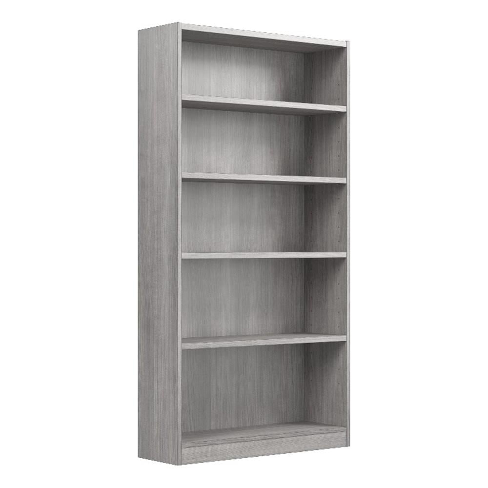 Bowery Hill 5 Shelf Tall Bookcase in Modern Gray - Engineered Wood