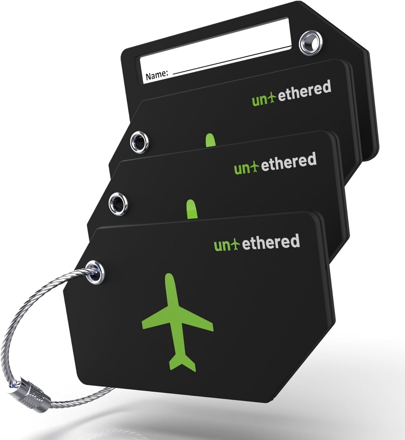 Untethered 4-Pack Luggage Tag Set | Luggage Tags, Luggage Tags for Suitcases, Bag Tag, Luggage Tags 4 Pack, Suitcase Tags, Identifiers Travel Bag Tags for Luggage, Name Travel Tags for Luggage