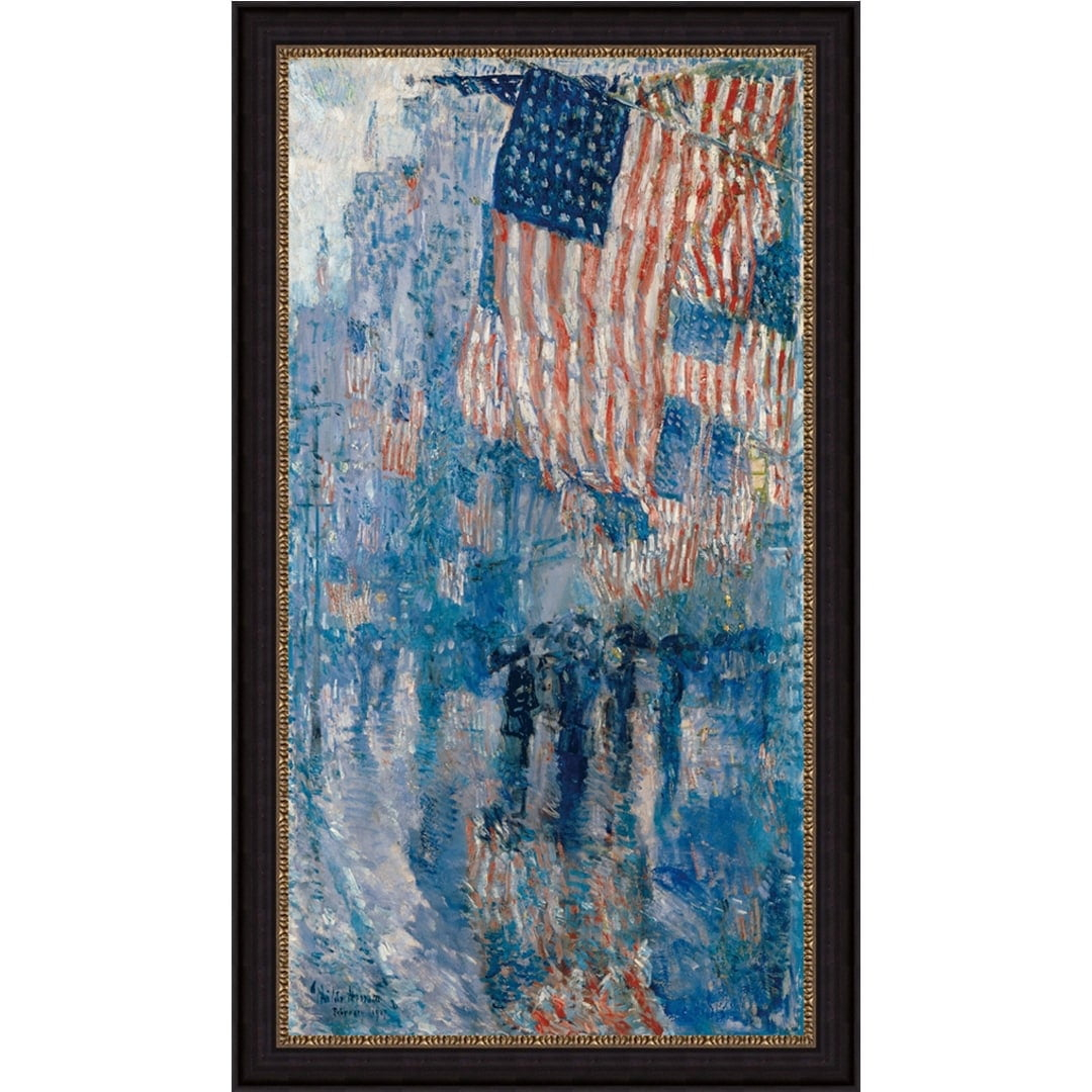 UpperPin Inc. The Avenue in the Rain by Childe Hassam Giclee Print Oil Painting Black Frame Size 13" x 20"