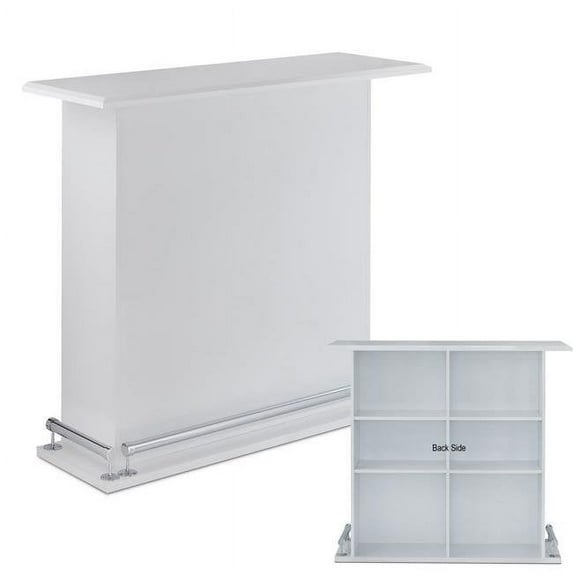 Urban Designs 4708527 High Gloss White Bar Table with Back Open Storage, 41 x 16 x 47 in.