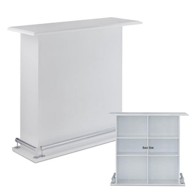 Urban Designs 4708527 High Gloss White Bar Table with Back Open Storage, 41 x 16 x 47 in.