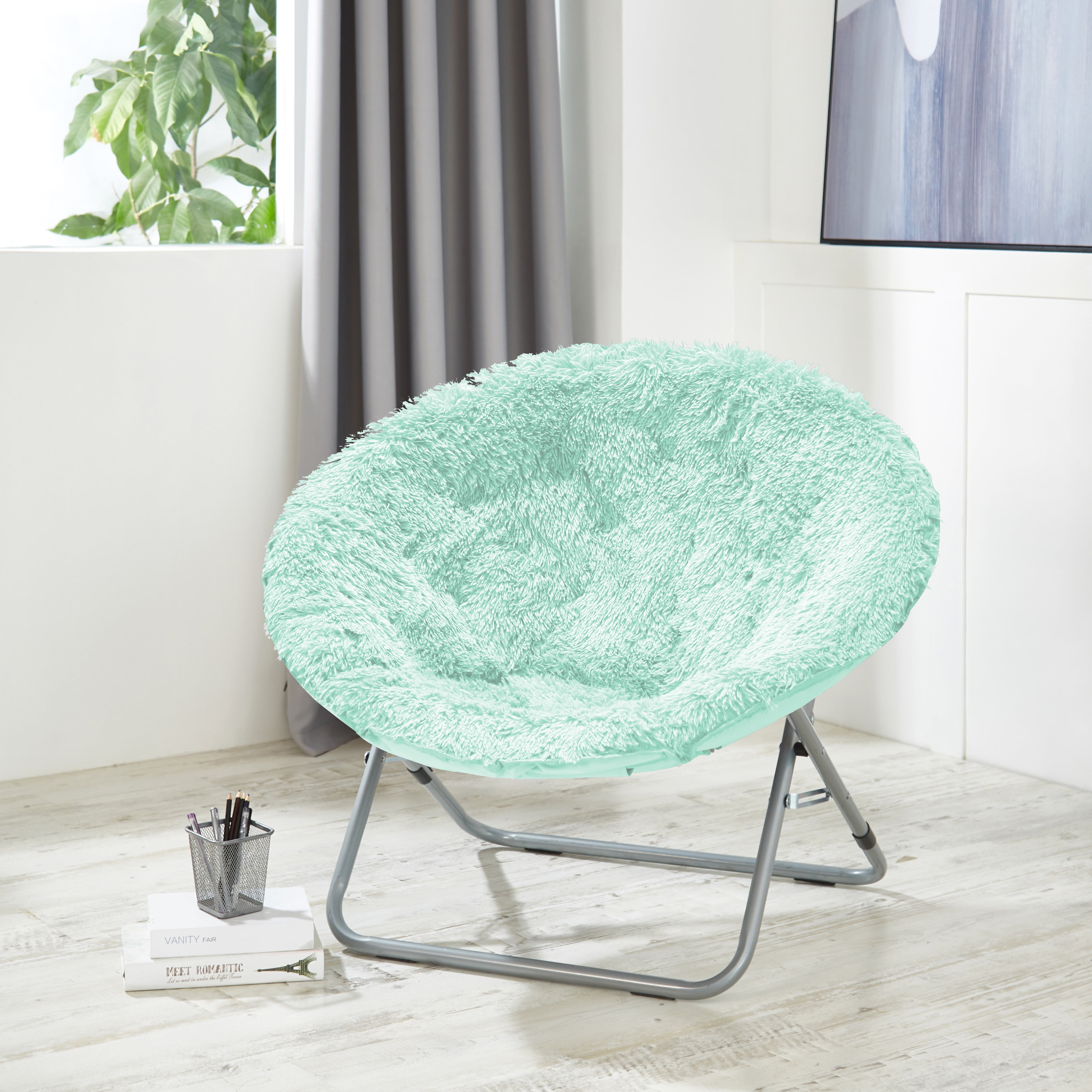 Urban Shop Mongolian Faux Fur Oversized Moon Chair, Multiple Colors
