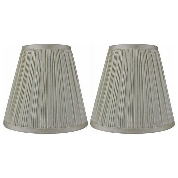 Urbanest Empire Lamp Shade 5x9x8.5", Cream Pleated Faux Silk, Set of 2