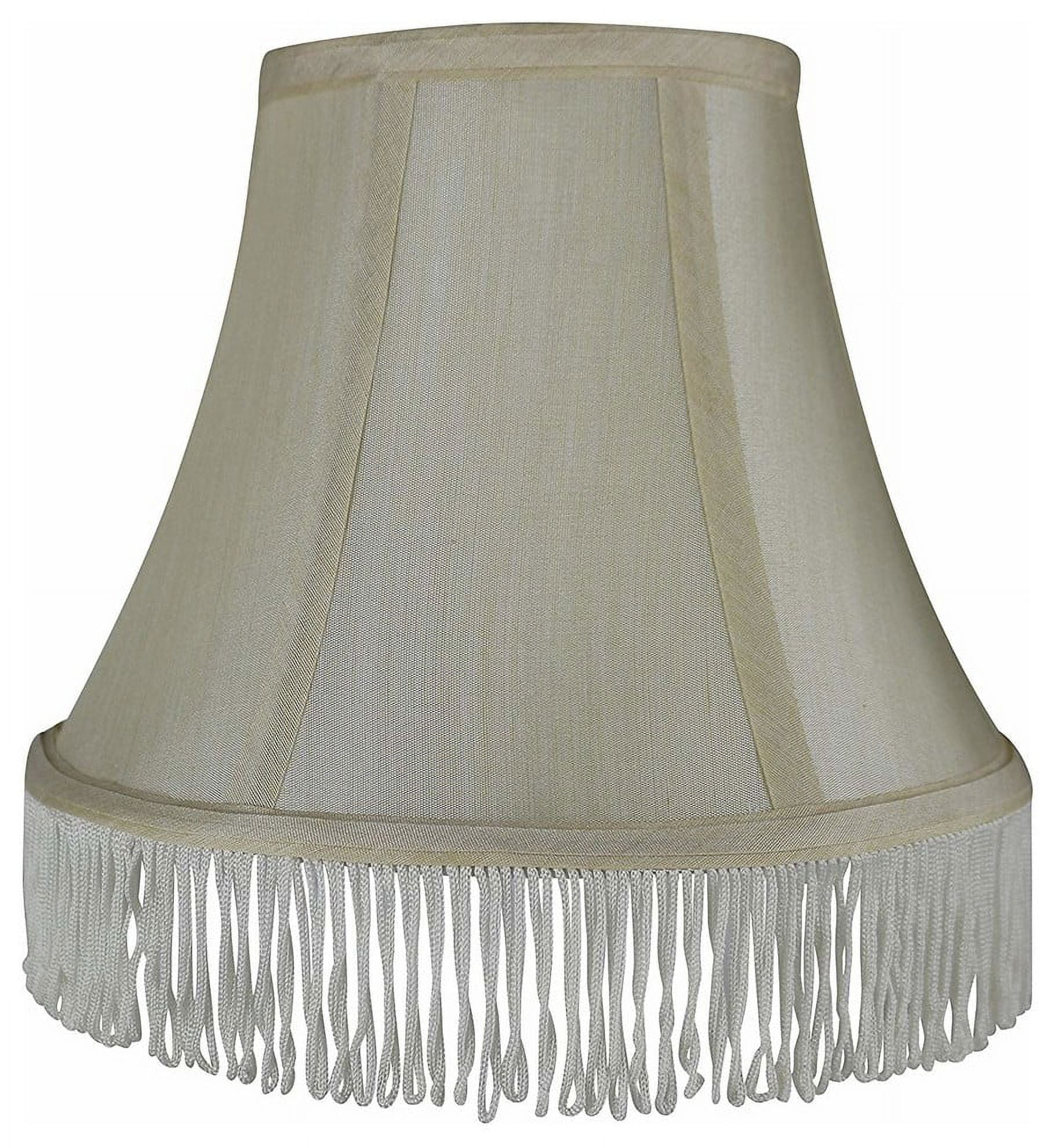 Urbanest Silk Bell Lamp Shade, 5x9x7", Cream With White Fringe
