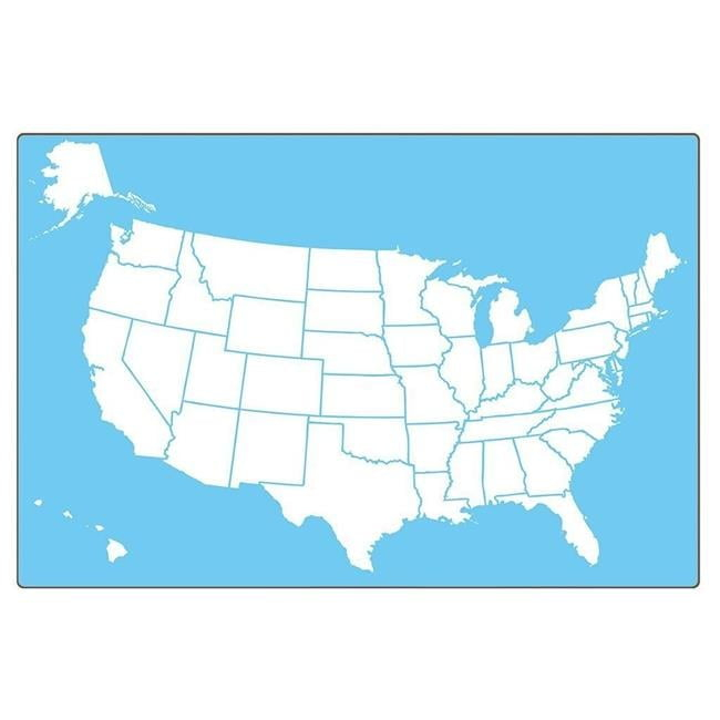 Us Map Dry Erase Board - Blue & White