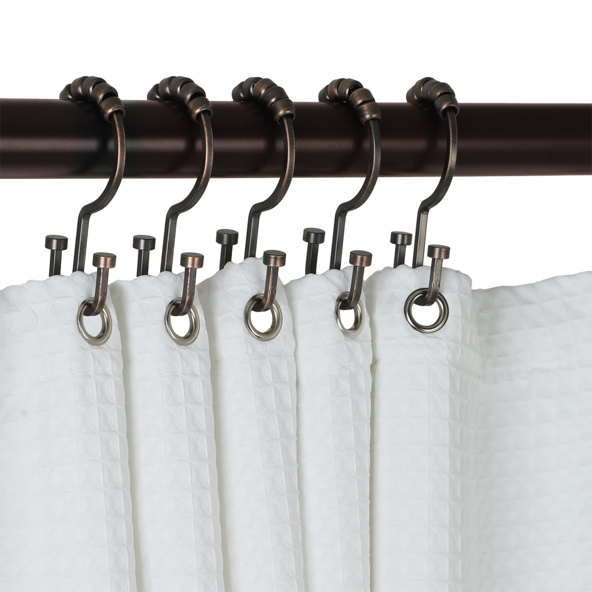 Utopia Alley Shower Hooks - Double Shower Curtain Rings for Bathroom - Rust Resistant Shower Curtain Hooks for Shower Curtain or Liner - Double Shower Curtain Hooks - Set of 12, Oil Rubbed Bronze