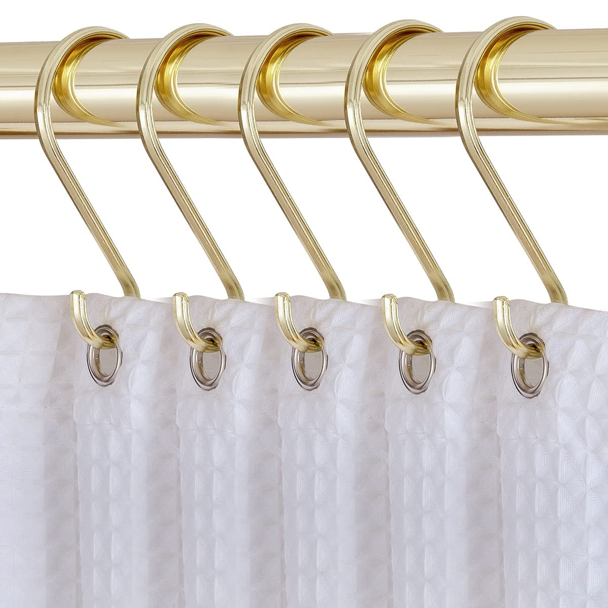 Utopia Alley HK15GD 1.7 x 3.3 Pulg. Ganchos para Cortinas de Baño y Cortinas de Baño de Zinc Inoxidable en Forma de S, Dorado - Juego de 12