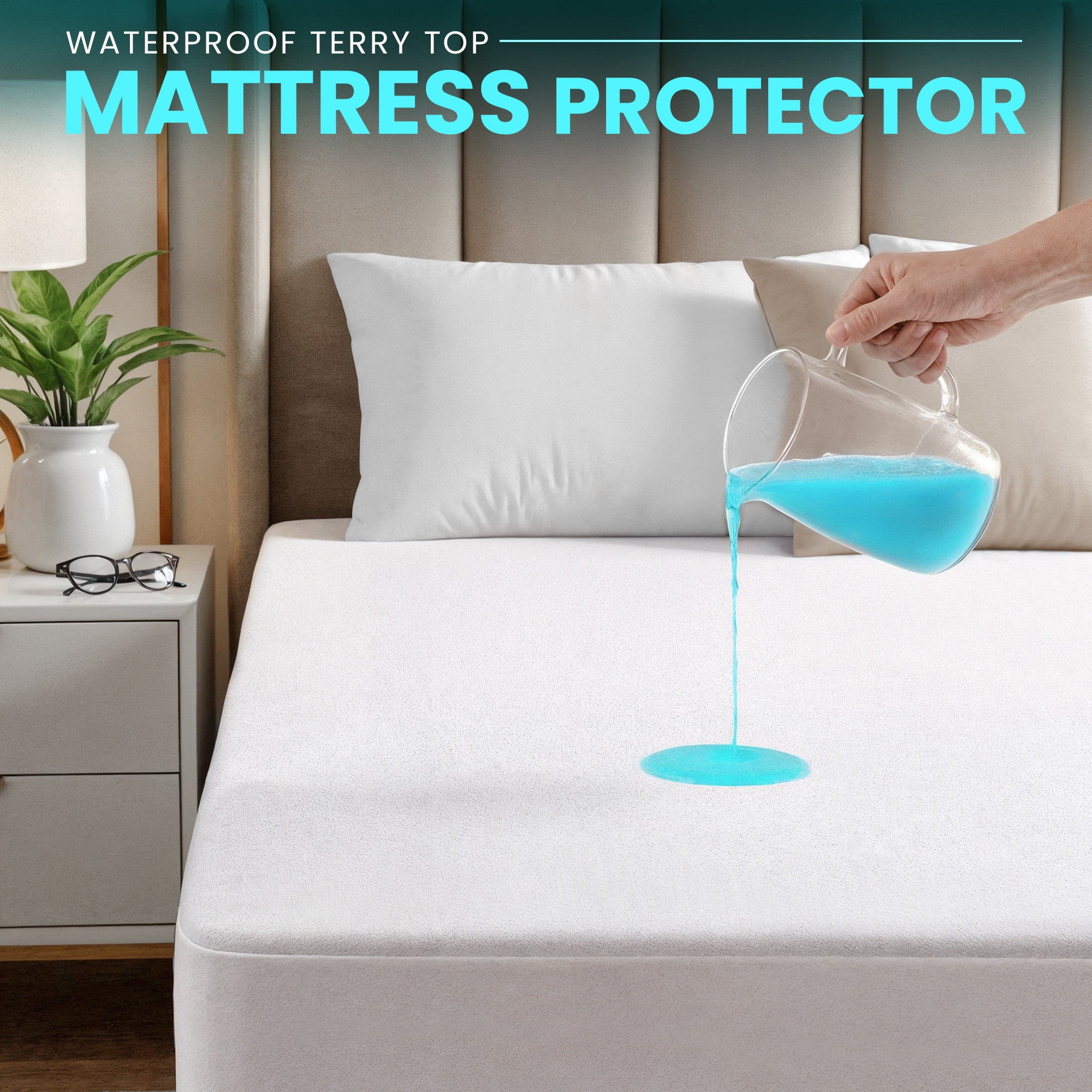 PEKUR Waterproof Mattress Protector – Fitted Sheet Style, Deep Pocket Cover Fits Up to 15 Inches, Washable & Breathable Mattress Topper