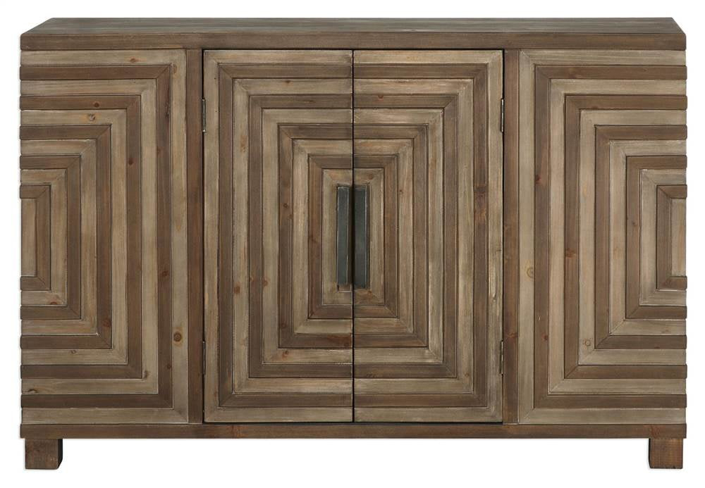 Uttermost Layton Wood and Metal Geometric Accent Console Table in Natural