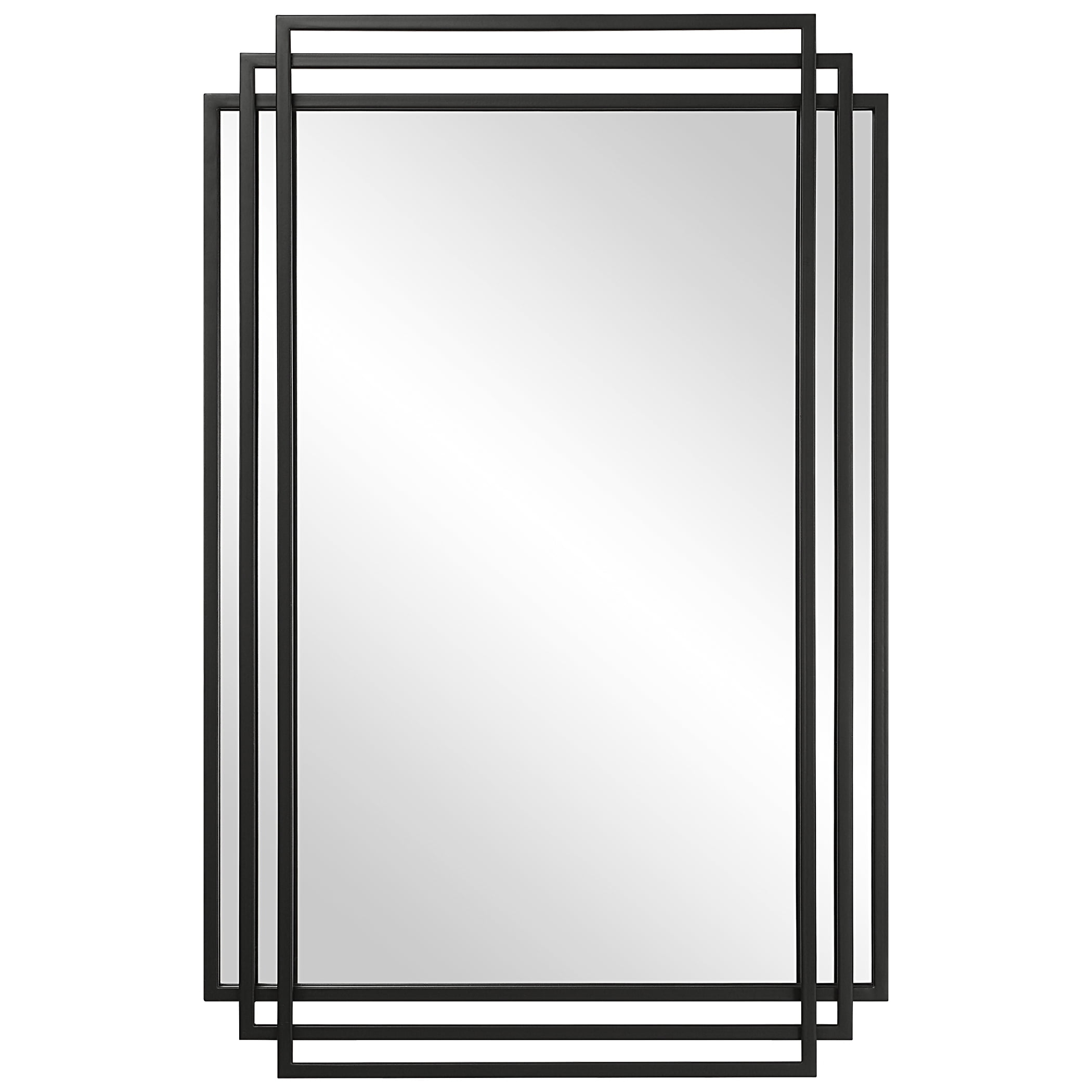 Uttermost Rectangular Vanity Accent Wall Mirror Modern Overlapping Matte Black Iron Frame 21 1/4" Wide for Bathroom Bedroom Home