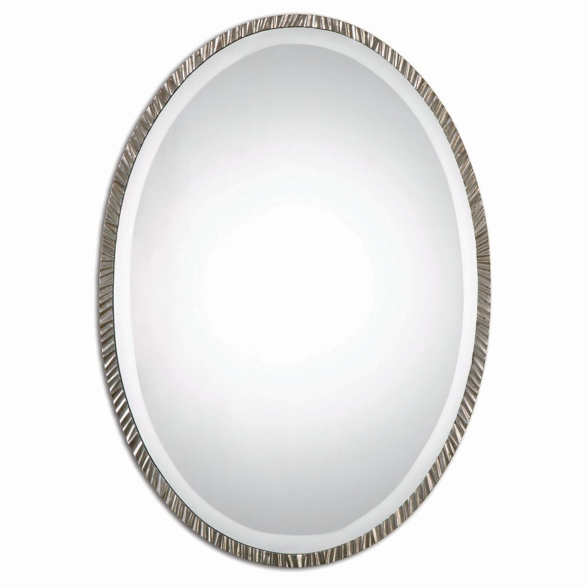 Uttermost Oval Vanity Accent Wall Mirror Modern Polished Nickel Metal Frame 20" Wide for Bathroom Bedroom Living Room Home Office