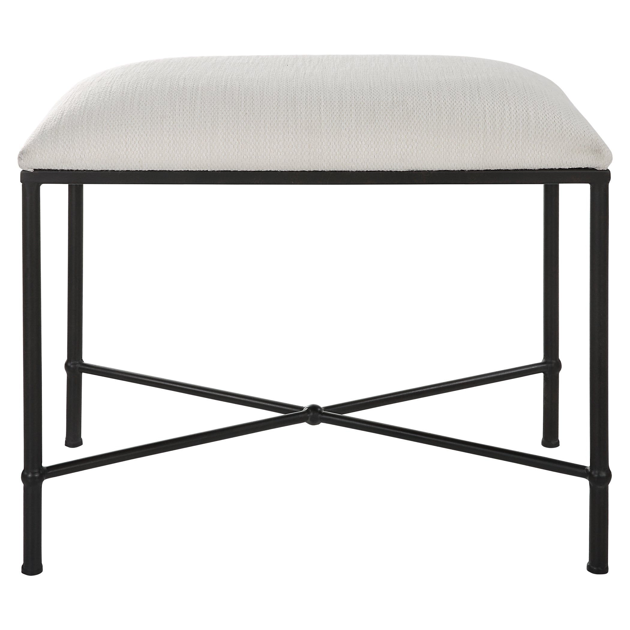 Uttermost Avenham Contemporary Iron and Fabric Small Bench in White/Black