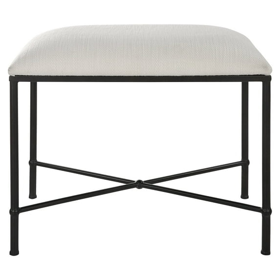 Uttermost Avenham Contemporary Iron and Fabric Small Bench in White/Black