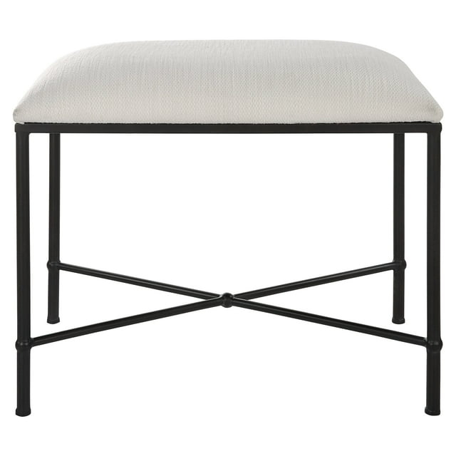 Uttermost Avenham Contemporary Iron and Fabric Small Bench in White/Black