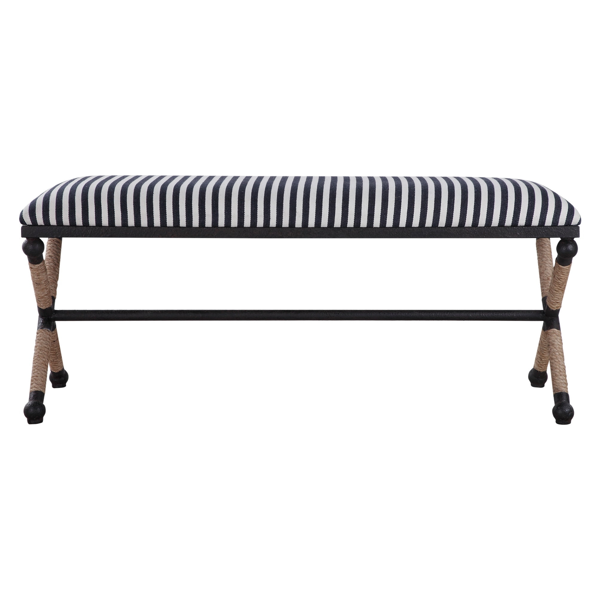 Uttermost Braddock 47 1/2" Wide Blue and White Sailor-Striped Bench