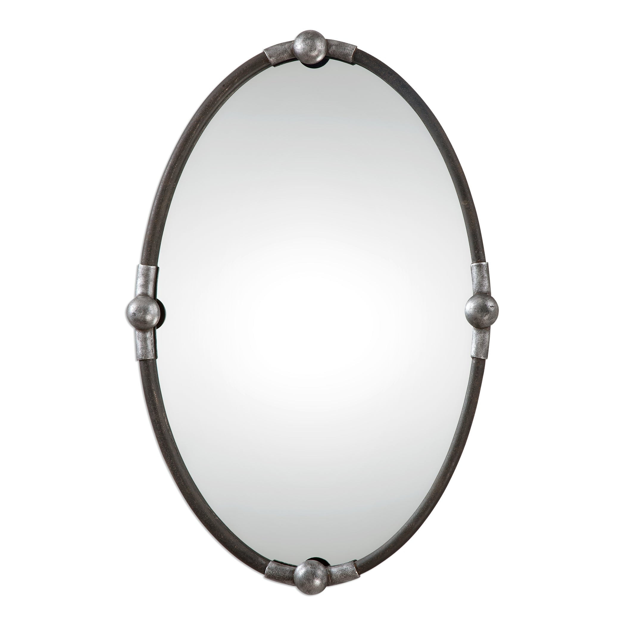 Uttermost Oval Vanity Accent Wall Mirror Modern Industrial Beveled Rust Black Frame 22" Wide for Bathroom Bedroom Living Room Home