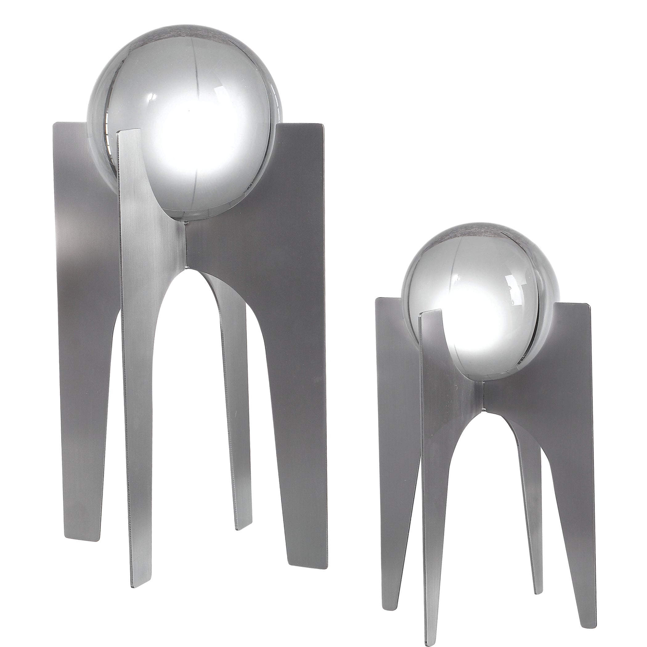 Uttermost Ellianna Crystal Stainless Steel Sculpture in Plated Silver (Set of 2)