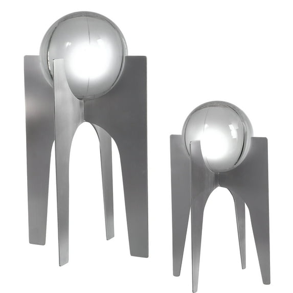 Uttermost Ellianna Crystal Stainless Steel Sculpture in Plated Silver (Set of 2)