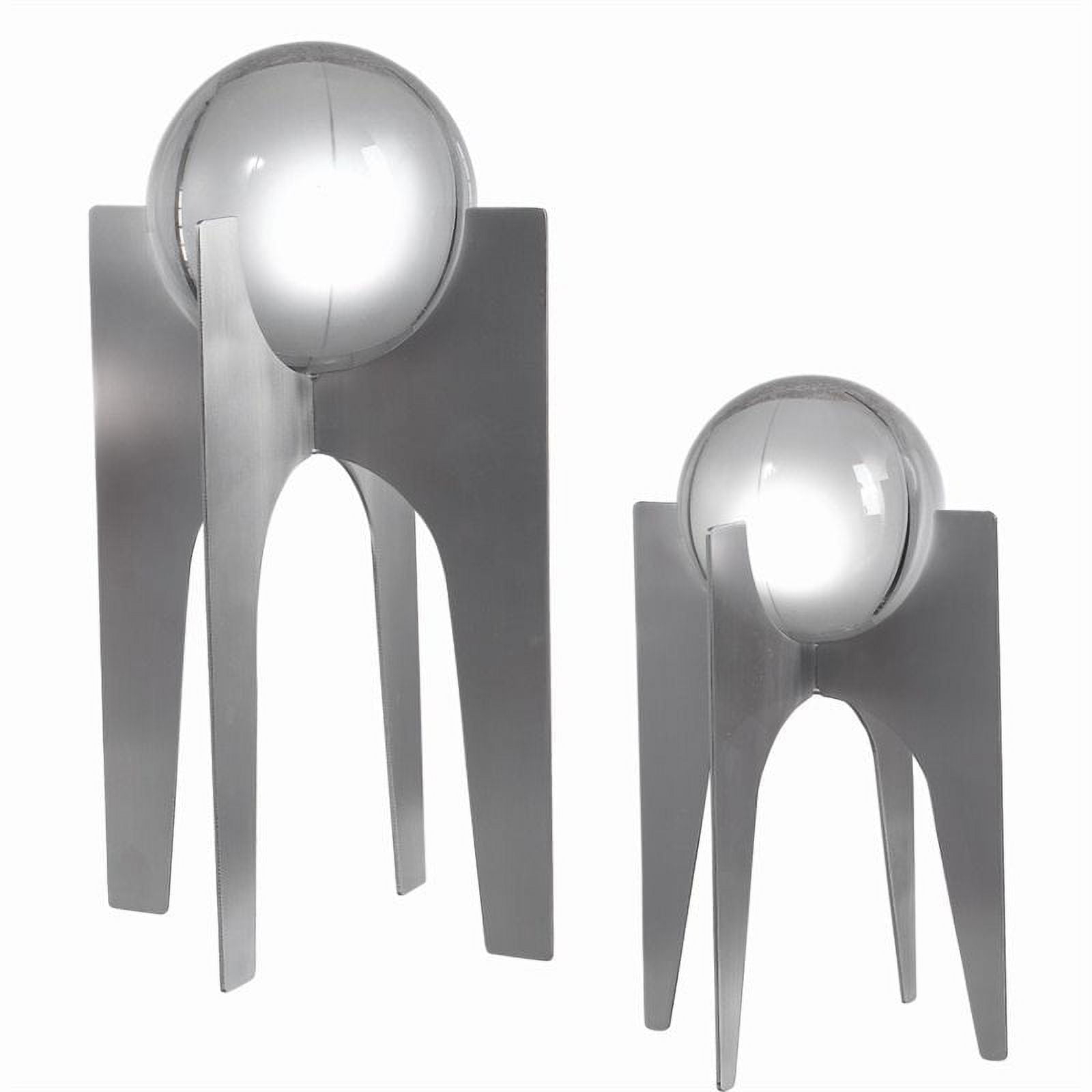 Uttermost Ellianna Crystal Stainless Steel Sculpture in Plated Silver (Set of 2)
