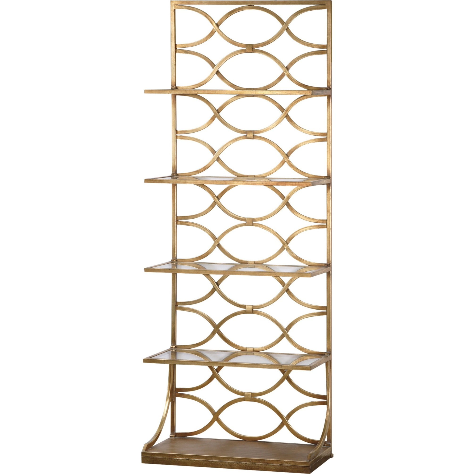 Uttermost Lashaya 5-Shelf Modern Metal and Glass Etagere in Gold