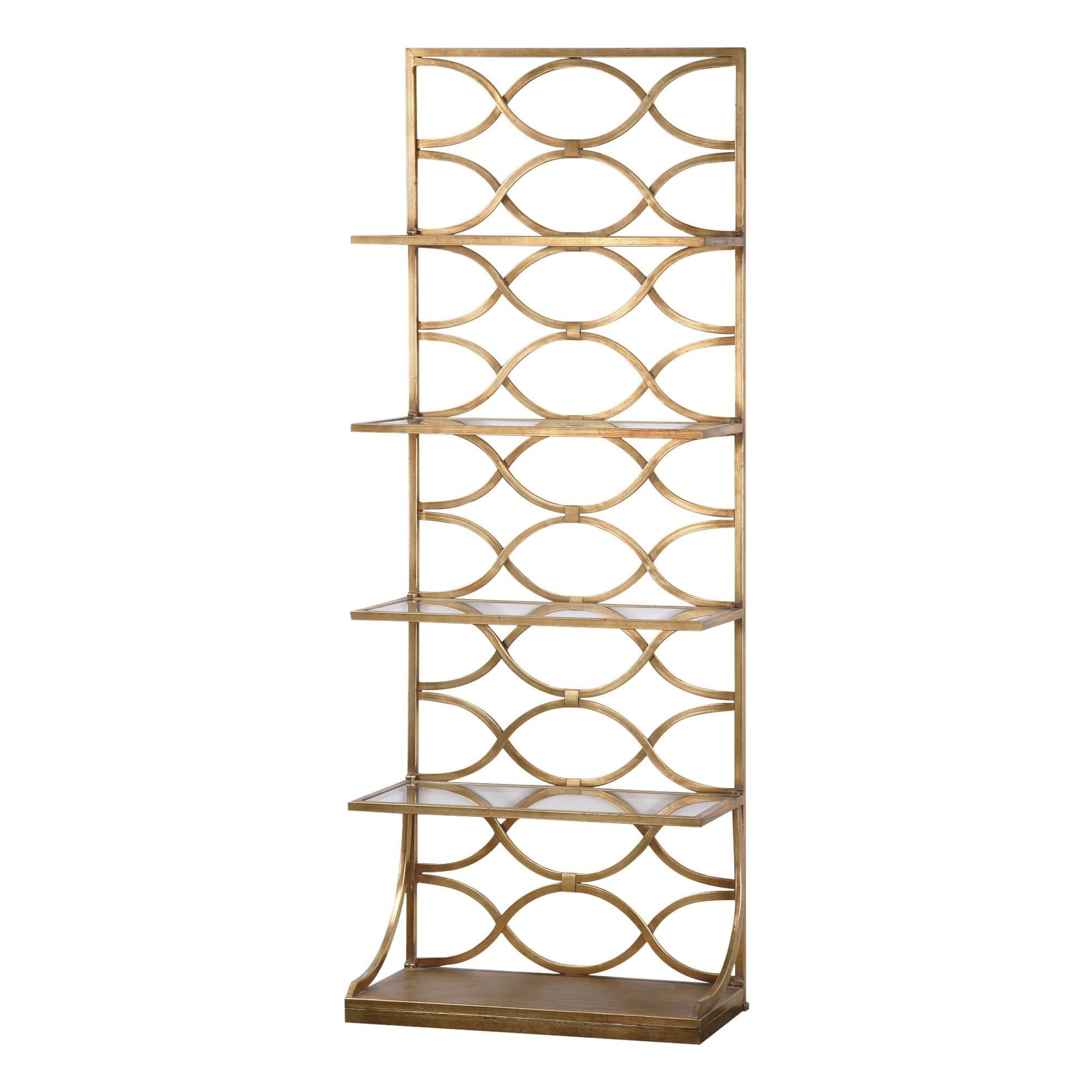 Uttermost Lashaya 5-Shelf Modern Metal and Glass Etagere in Gold
