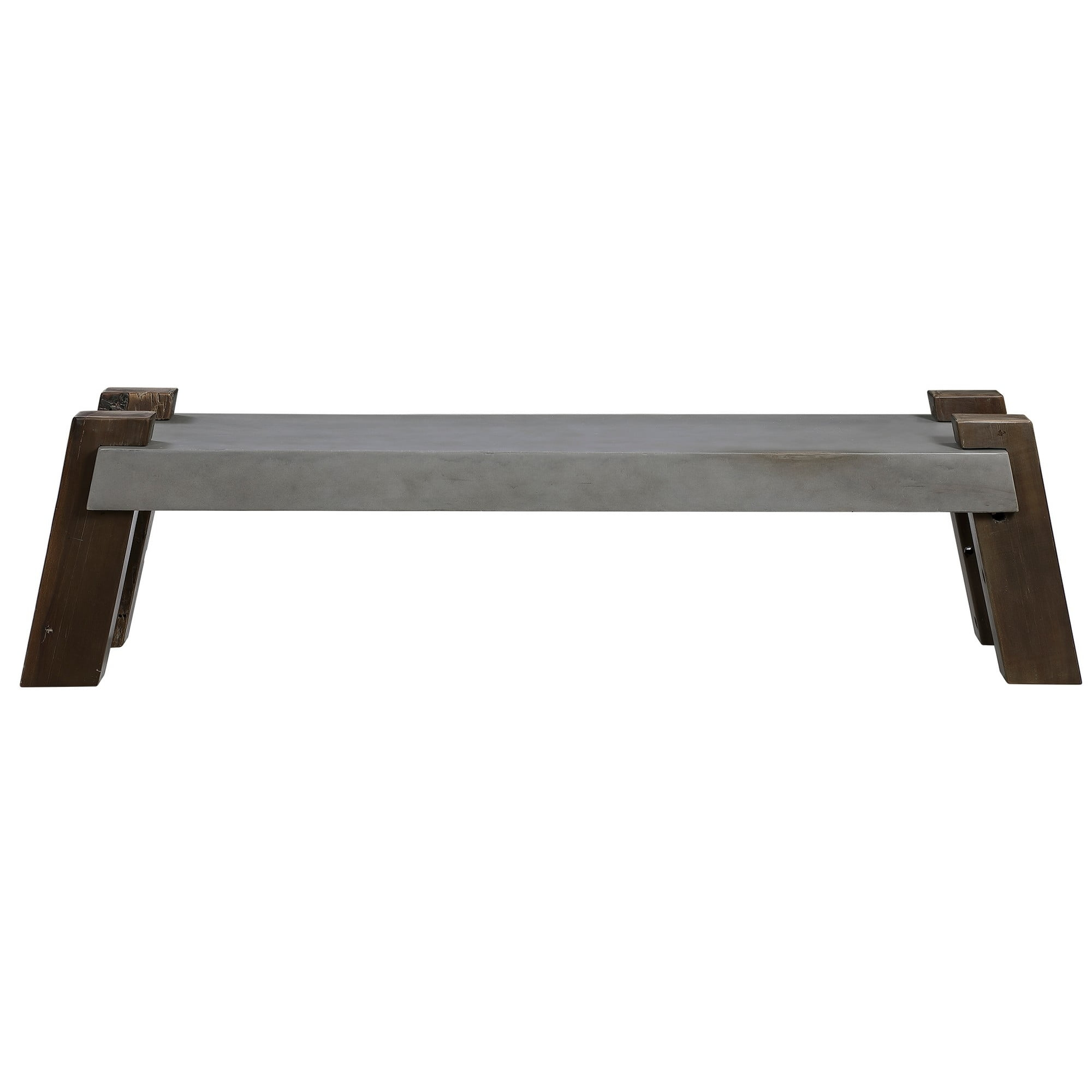 Uttermost Lavin Farmhouse Concrete and Wood Bench in Gray/Espresso