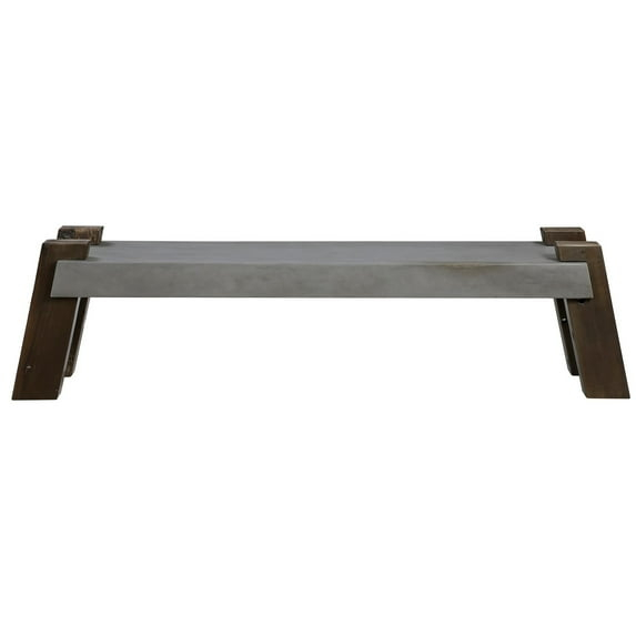 Uttermost Lavin Farmhouse Concrete and Wood Bench in Gray/Espresso