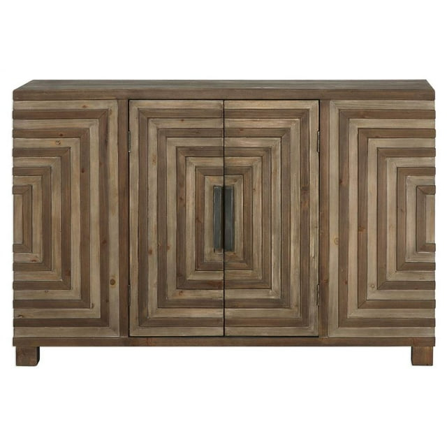 Uttermost Layton Wood and Metal Geometric Accent Console Table in Natural