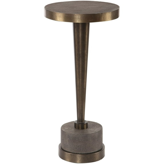 Uttermost Industrial Oxidized Bronze Round Drink Table 10 1/2" Wide Brown Gray Living Room Bedroom Bedside Entryway House Office
