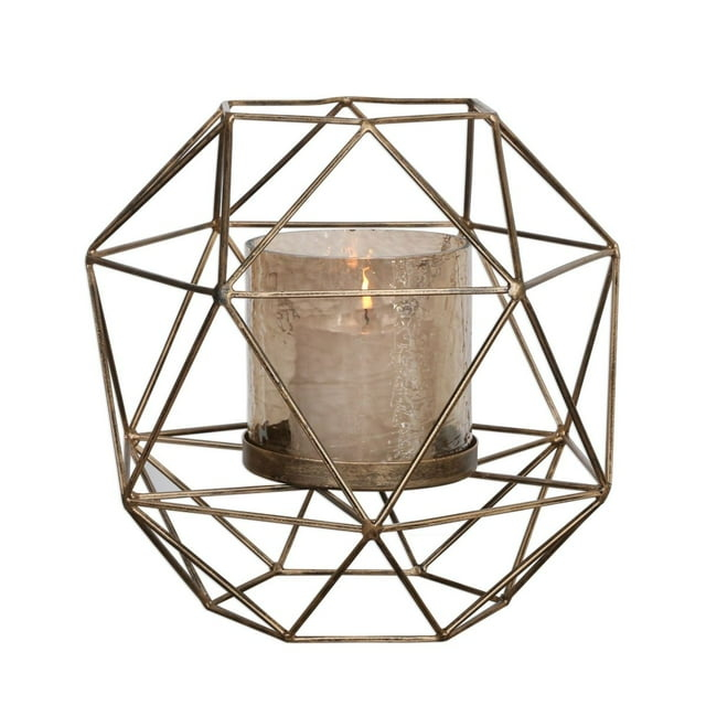 Uttermost Myah Iron and Glass Geometric Candleholder in Antique Gold