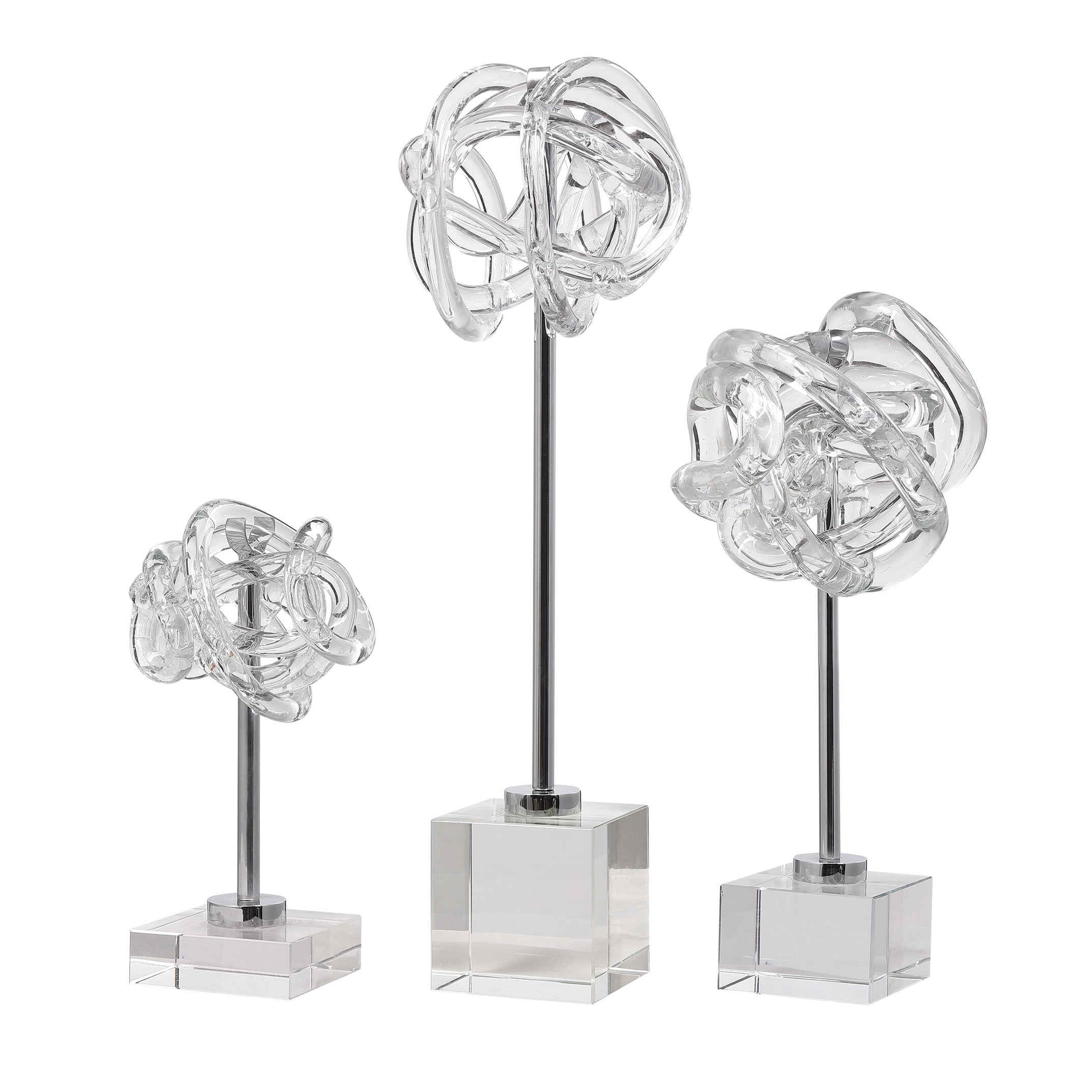 Uttermost Clear Glass Knot Neuron Sculptures Set of 3
