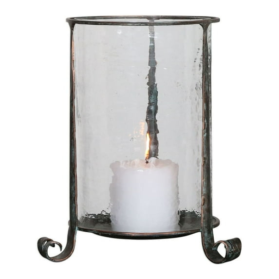 Uttermost Nicia Traditional Iron and Glass Candle Holder in Bronze