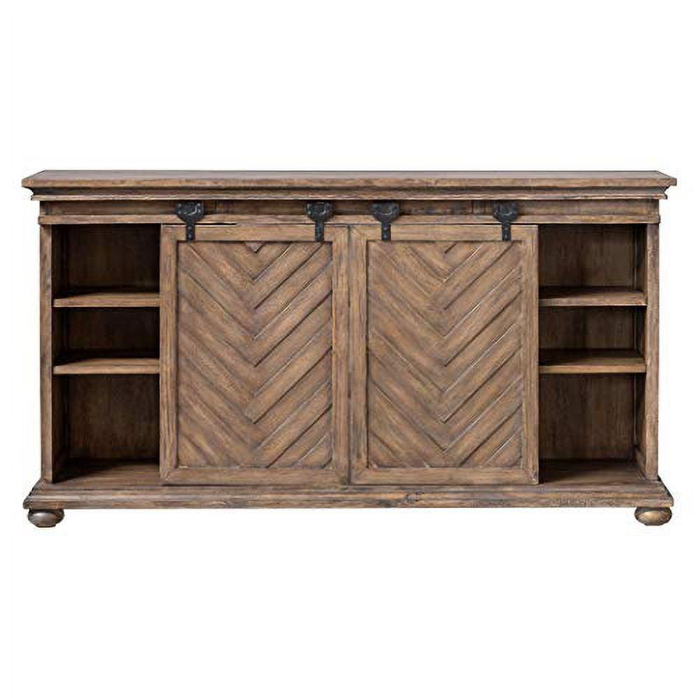 Bowery Hill Contemporary Barn Door TV Stand in Antique Honey