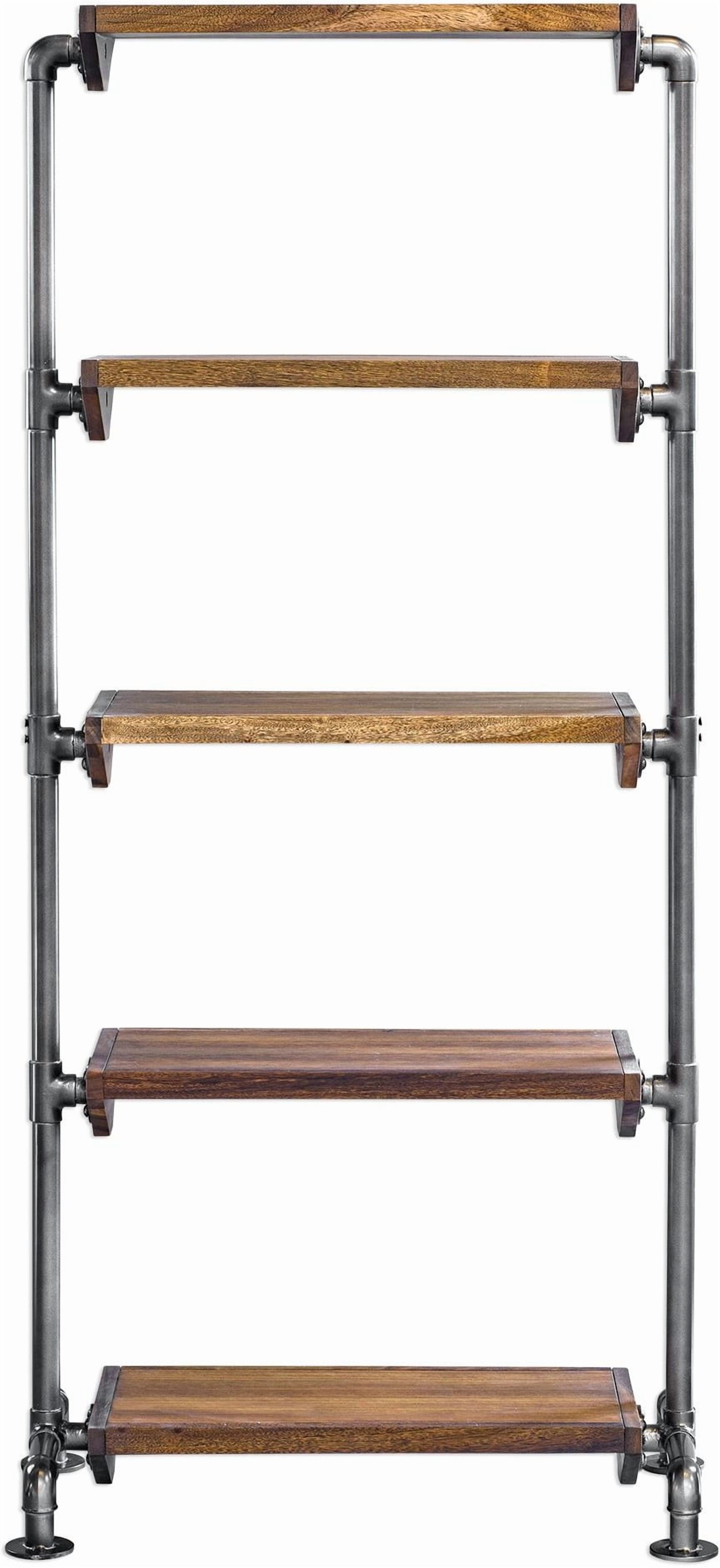 Uttermost Librería de Madera y Metal con 4 Estantes en Nogal y Bronce