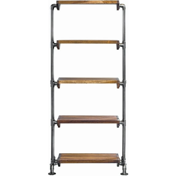 Uttermost Librería de Madera y Metal con 4 Estantes en Nogal y Bronce