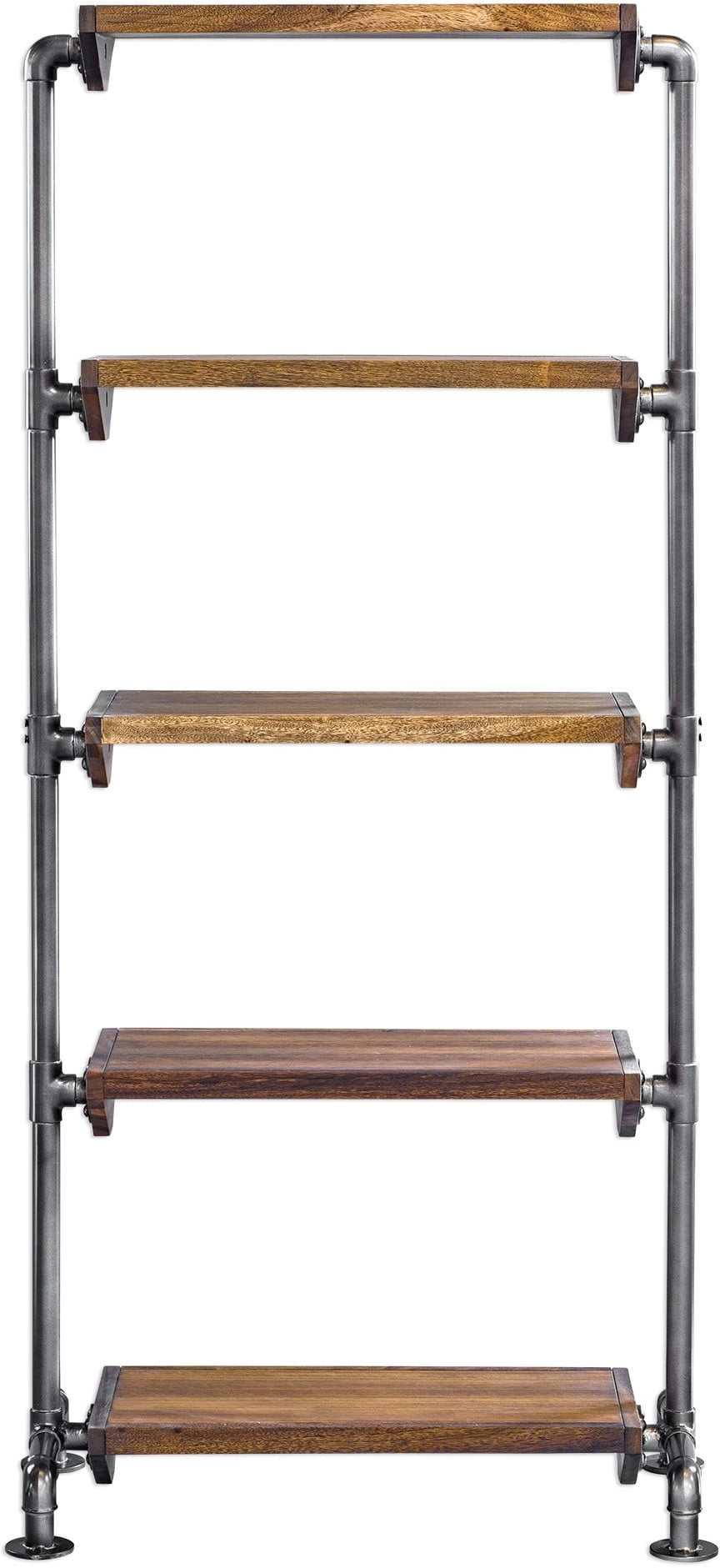 Uttermost Librería de Madera y Metal con 4 Estantes en Nogal y Bronce