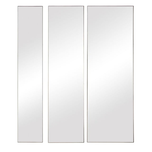 Uttermost Rectangular Vanity Decorative Wall Mirrors Set of 3 Modern Gold Leaf Metal Frame 16" Wide for Bathroom Bedroom Office